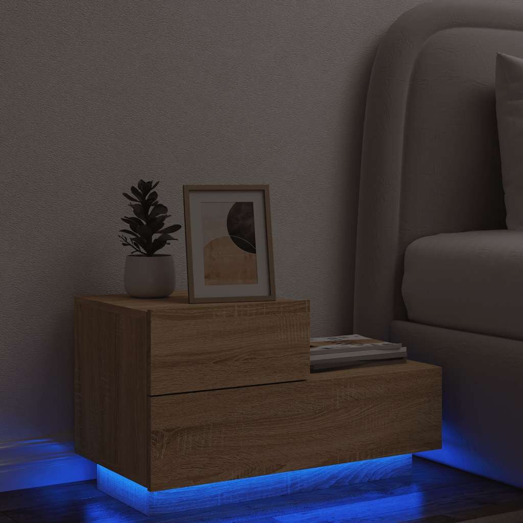 vidaXL Нощно шкафче с LED осветление дъб сонома 70x36x405 см