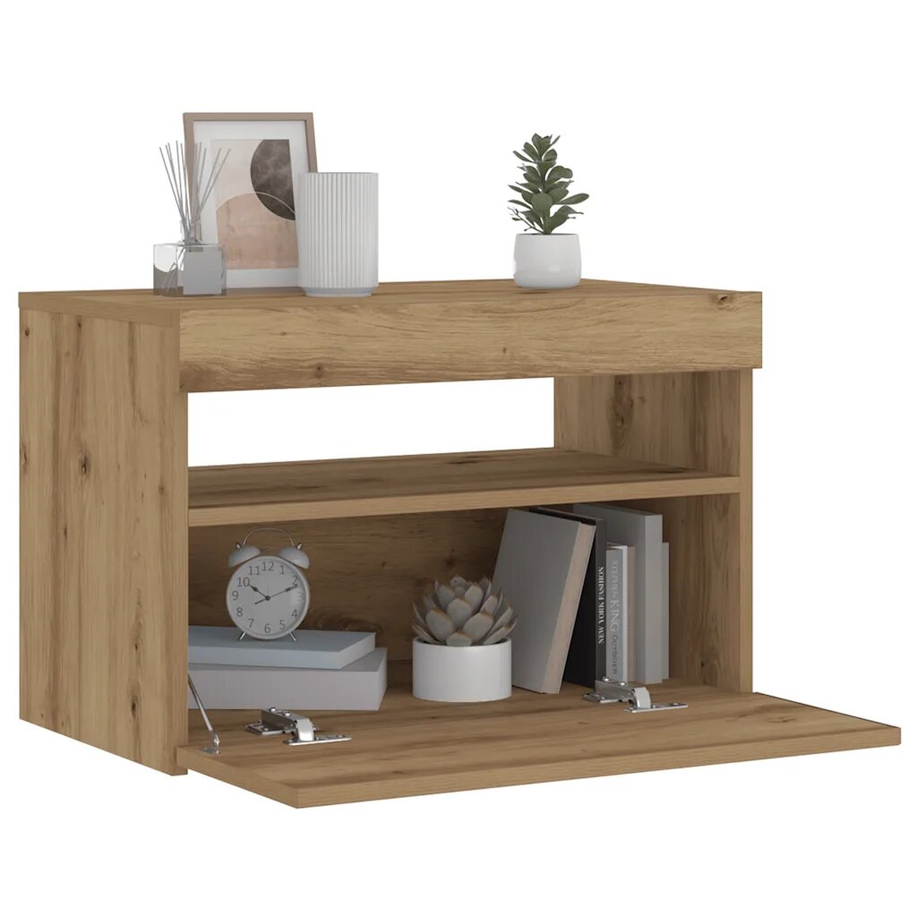 vidaXL Нощно шкафче с LED светлини Artisan Oak 60x35x40 cm