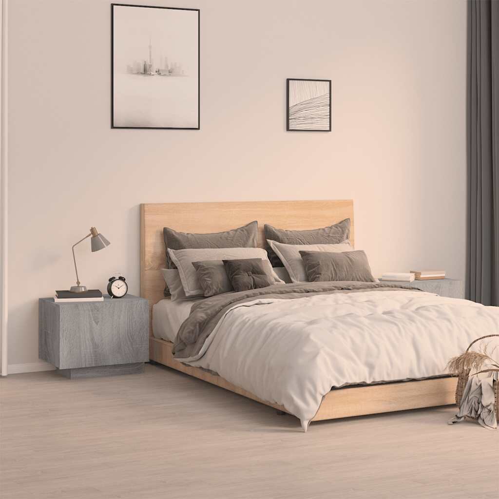 vidaXL Нощно шкафче сив сонома 100x35x40 см инженерно дърво