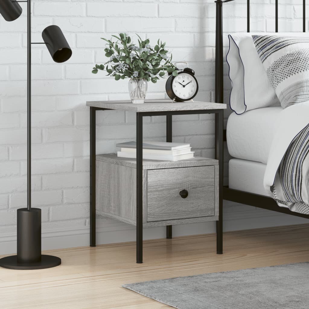 vidaXL Нощно шкафче сив сонома 34x36x50 см инженерно дърво