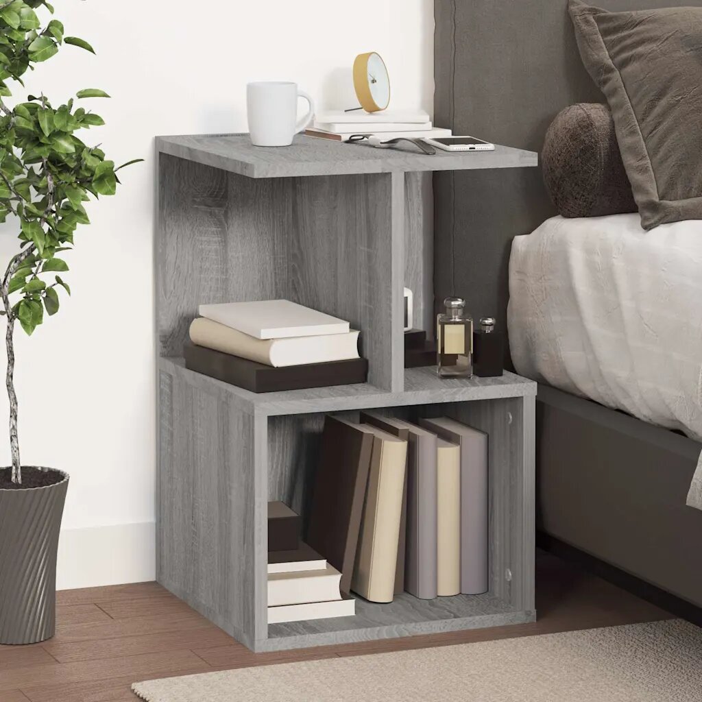 vidaXL Нощно шкафче сив сонома 35x35x55 см инженерно дърво