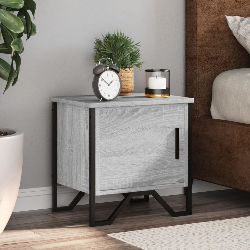 vidaXL Нощно шкафче сив сонома 40x30x40 см инженерно дърво