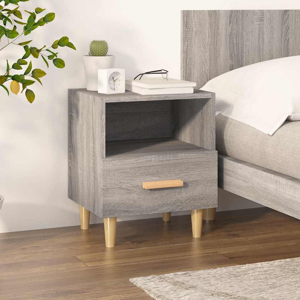 vidaXL Нощно шкафче сив сонома 40x35x47 см