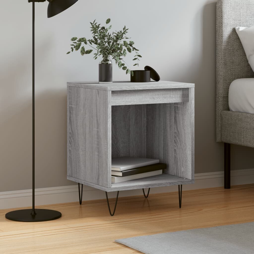 vidaXL Нощно шкафче сив сонома 40x35x50 см инженерно дърво
