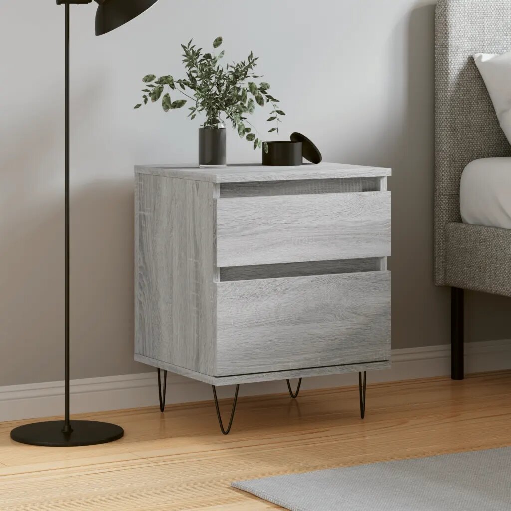 vidaXL Нощно шкафче сив сонома 40x35x50 см инженерно дърво