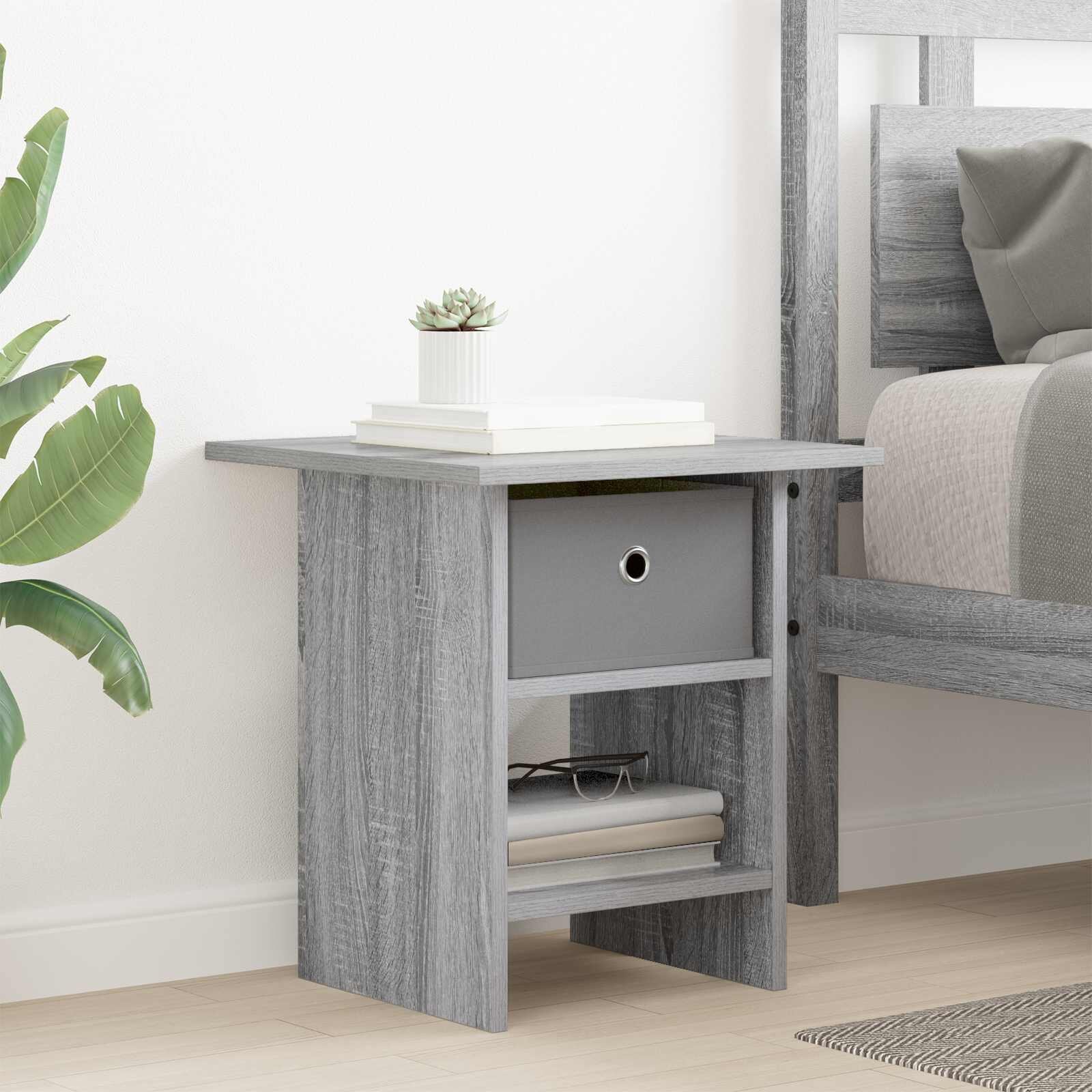 vidaXL Нощно шкафче Сив Сонома 41 x 40 x 45 см Инженерна дървесина