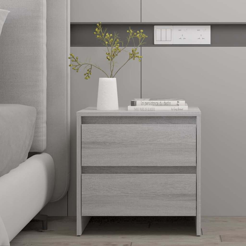 vidaXL Нощно шкафче сив сонома 45x345x445 см инженерно дърво