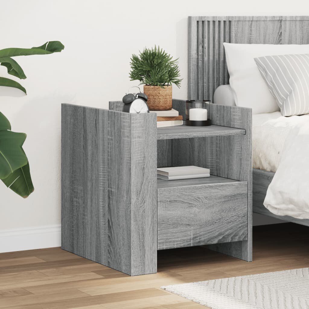 vidaXL Нощно шкафче сив сонома 45x50x50 см инженерно дърво