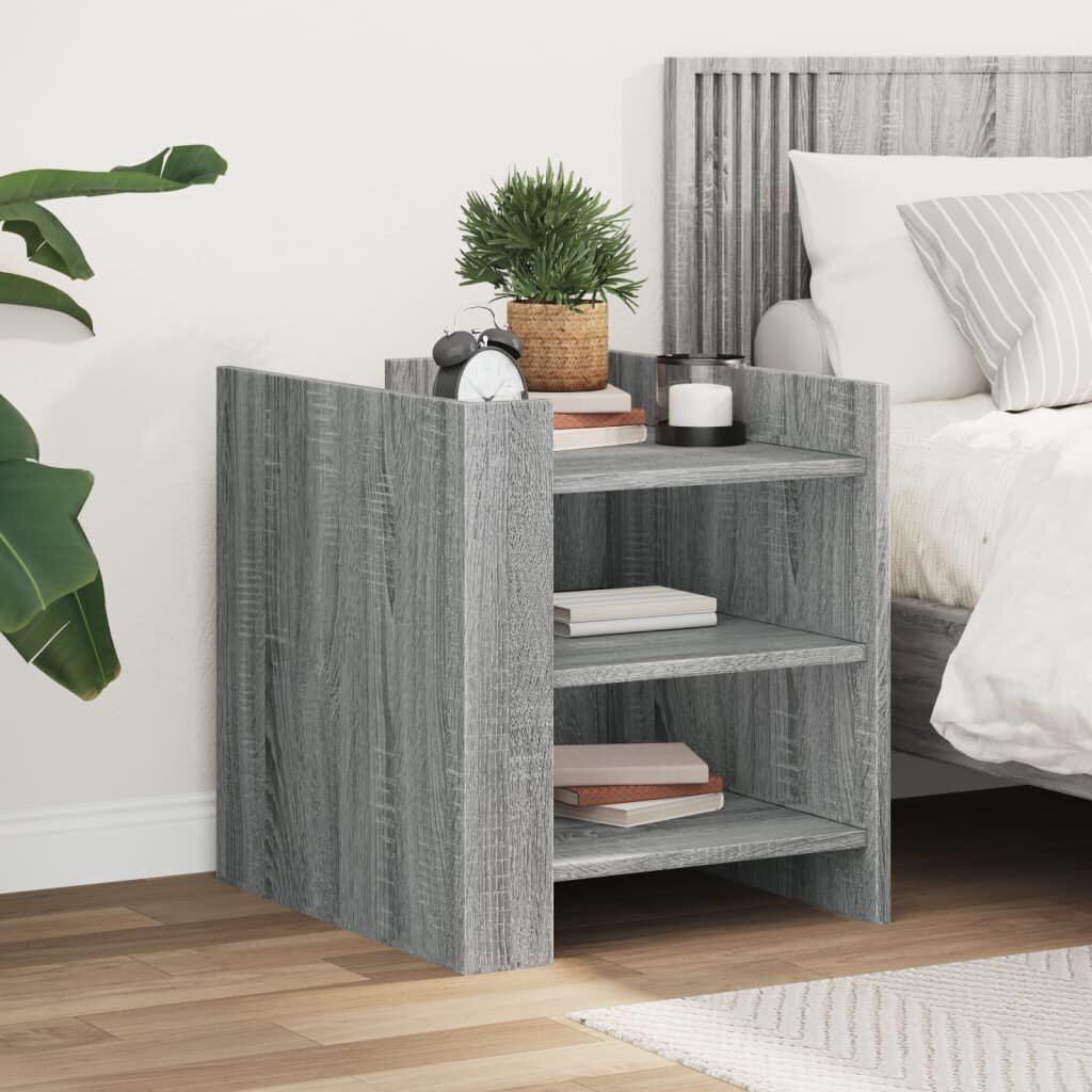 vidaXL Нощно шкафче сив сонома 45x50x50 см инженерно дърво