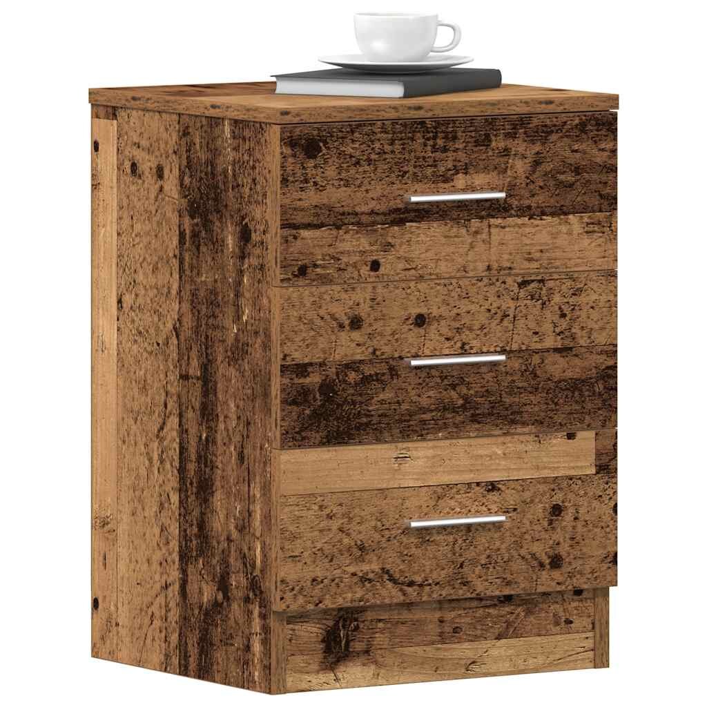 vidaXL Нощно шкафче Старо дърво 38x35x55 cm Инженерна дървесина