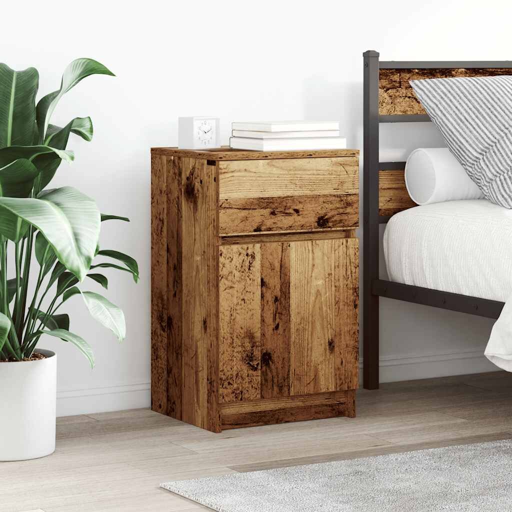 vidaXL Нощно шкафче старо дърво 39x35x65 см инженерно дърво