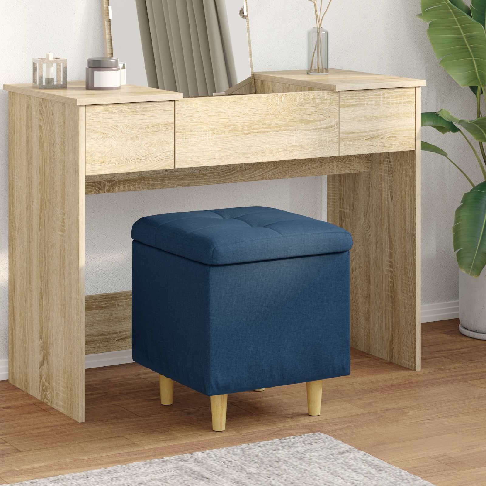 vidaXL О1434томан с място за съхранение Синьо 40 x 40 x 45 cm текстил