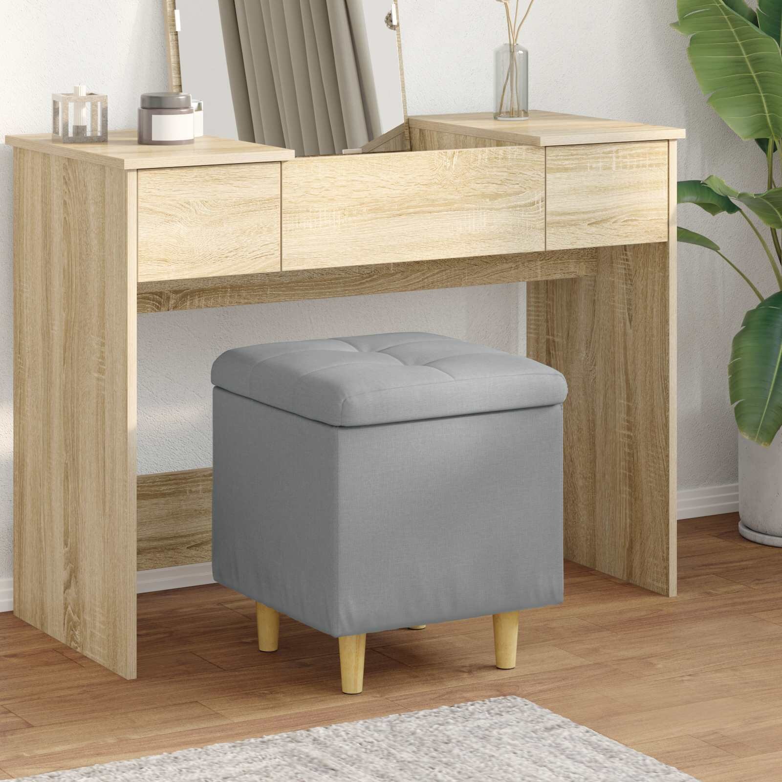 vidaXL О1434томан с място за съхранение Светлосиво 40 x 40 x 45 cm