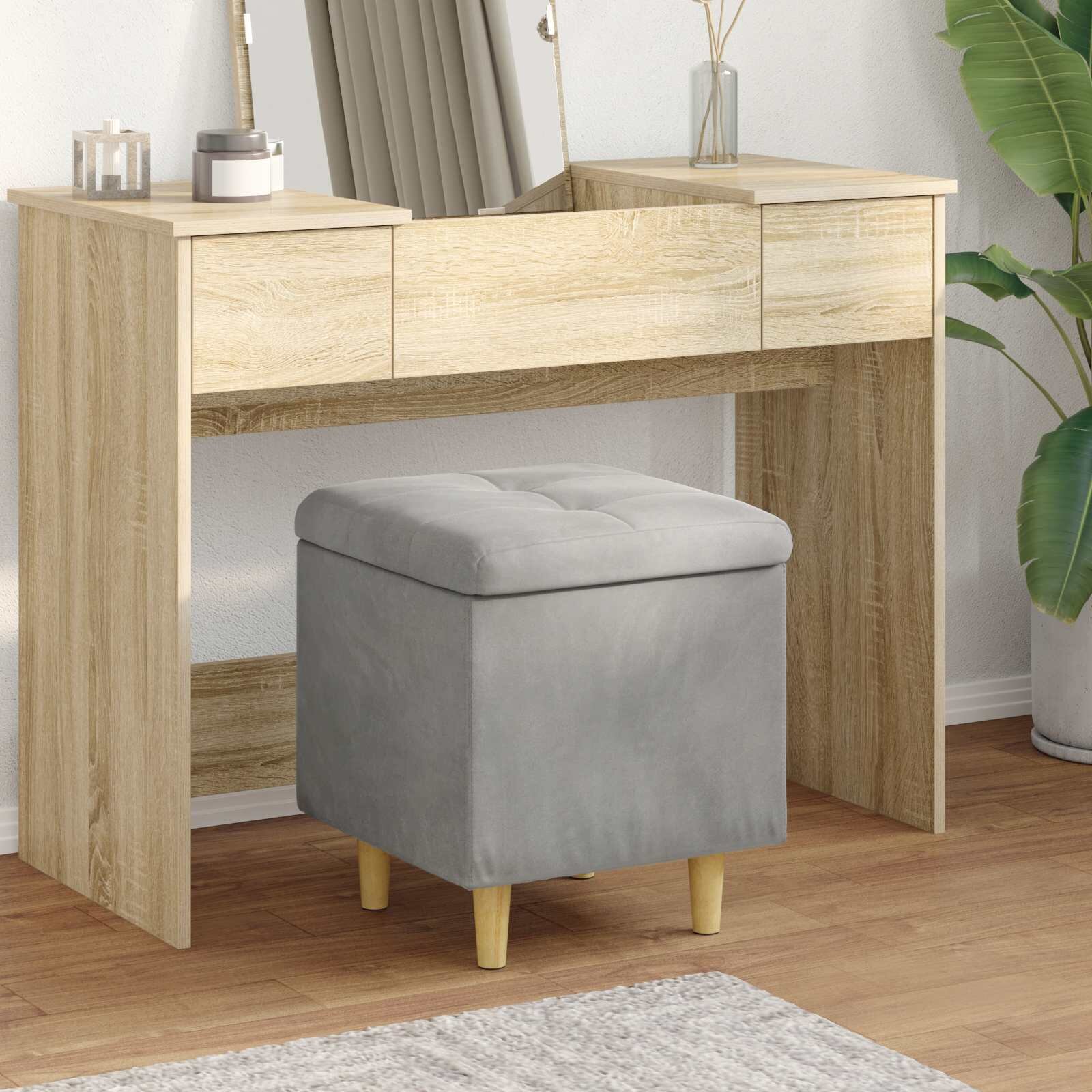 vidaXL О1434томан с място за съхранение Светлосиво 40 x 40 x 45 cm