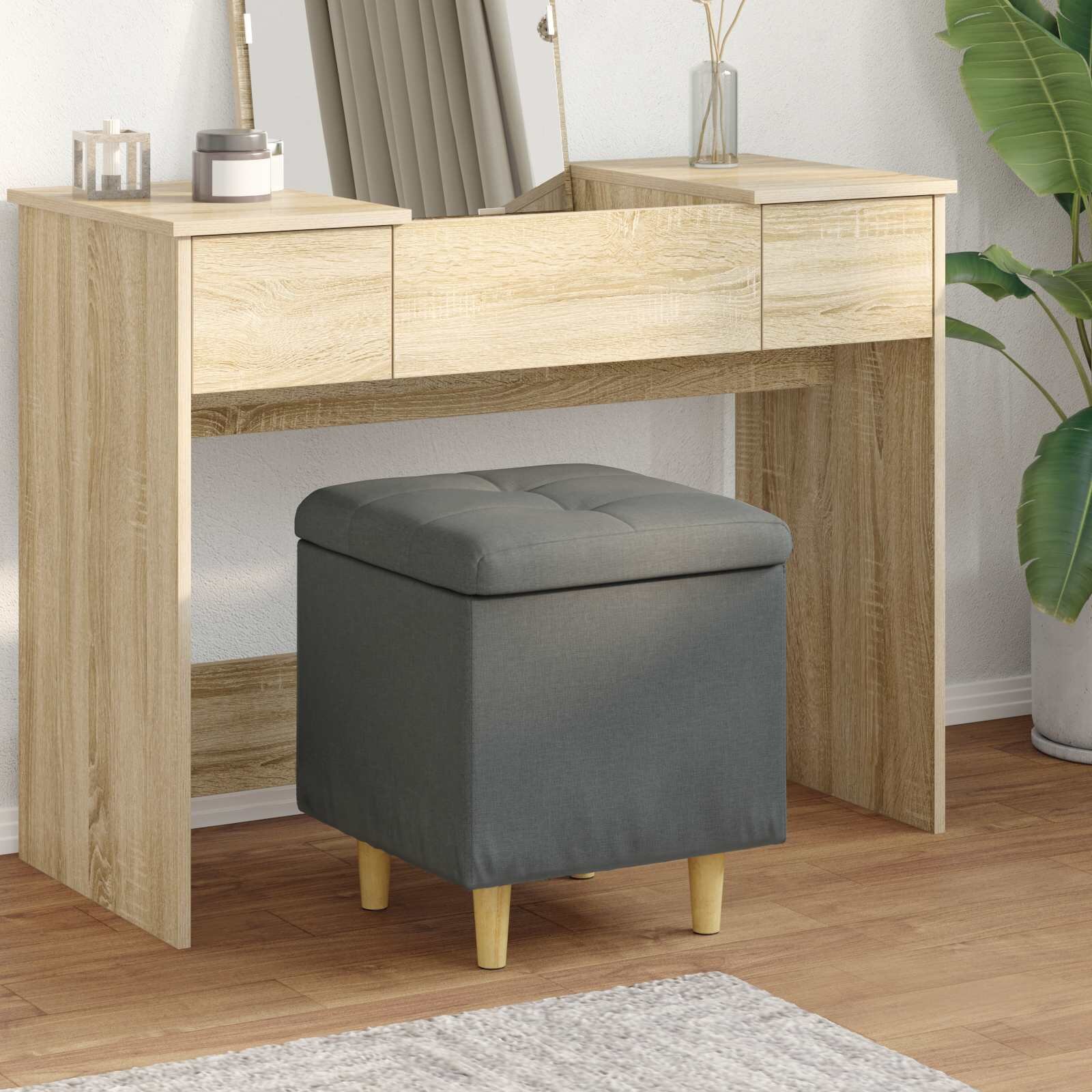 vidaXL О1434томан с място за съхранение Тъмен сив 40 x 40 x 45 cm