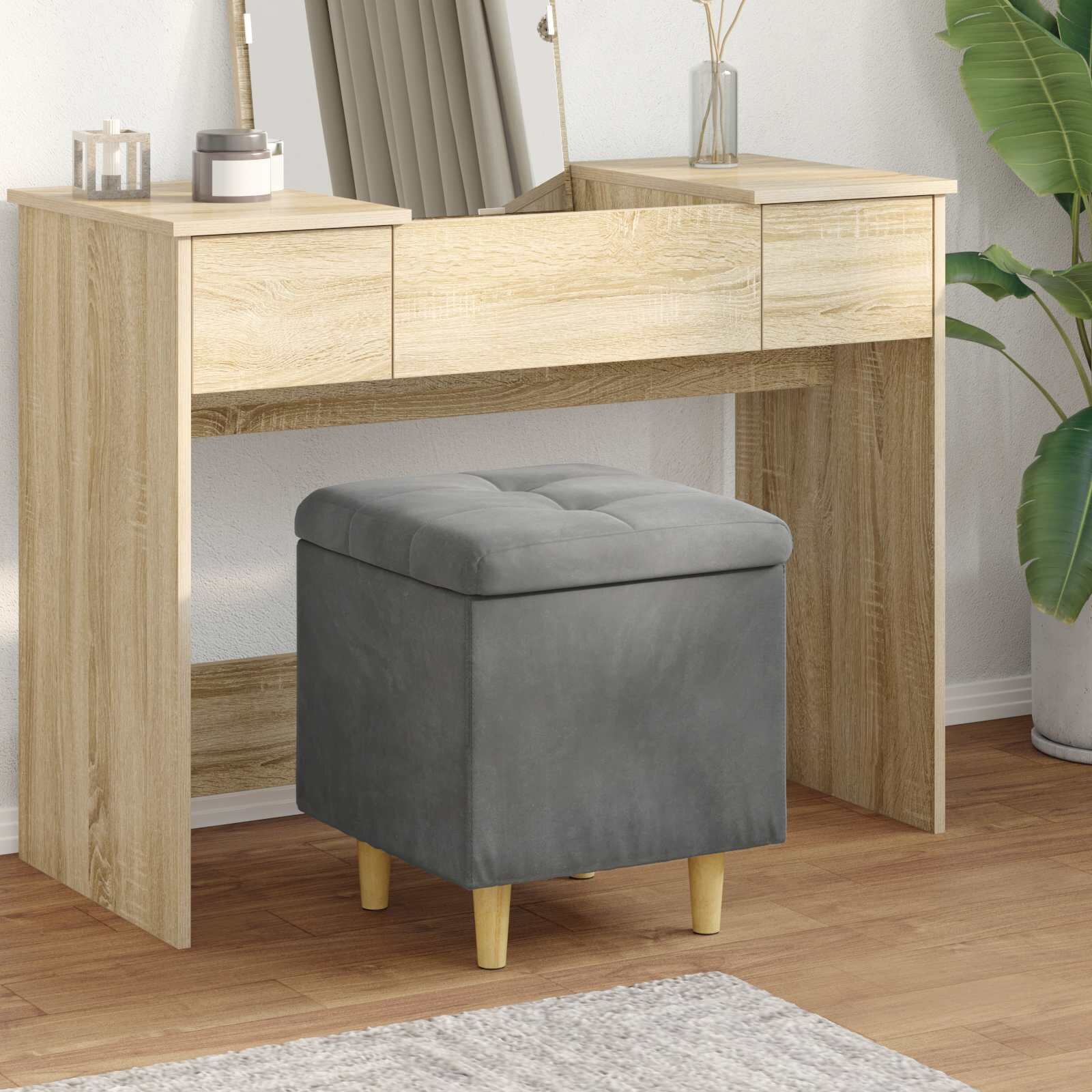 vidaXL О1434томан с място за съхранение Тъмен сив 40 x 40 x 45 cm