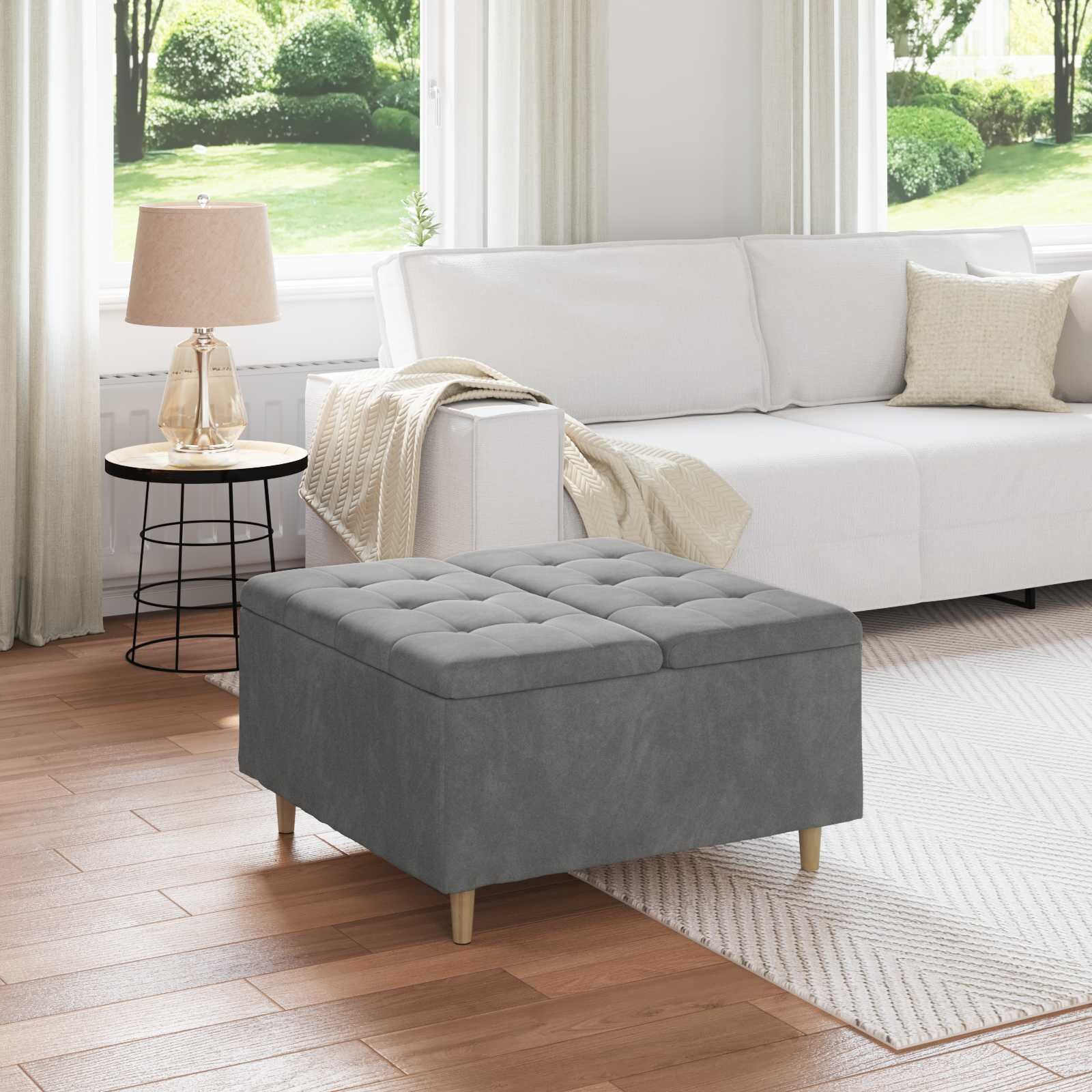 vidaXL О1434томан с място за съхранение Тъмен сив 80 x 80 x 45 cm