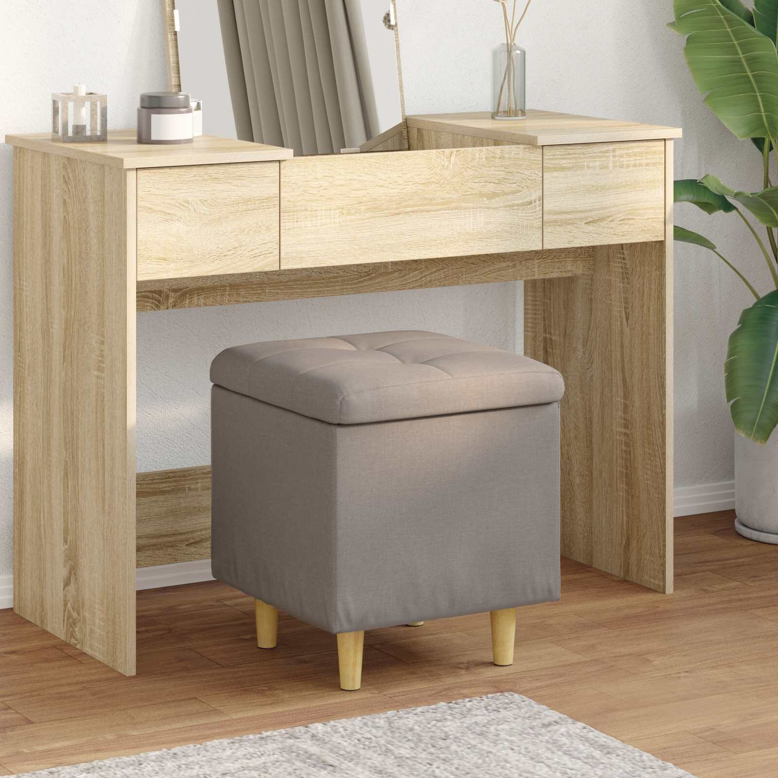 vidaXL О1434томан с място за съхранение Таупе 40 x 40 x 45 cm текстил