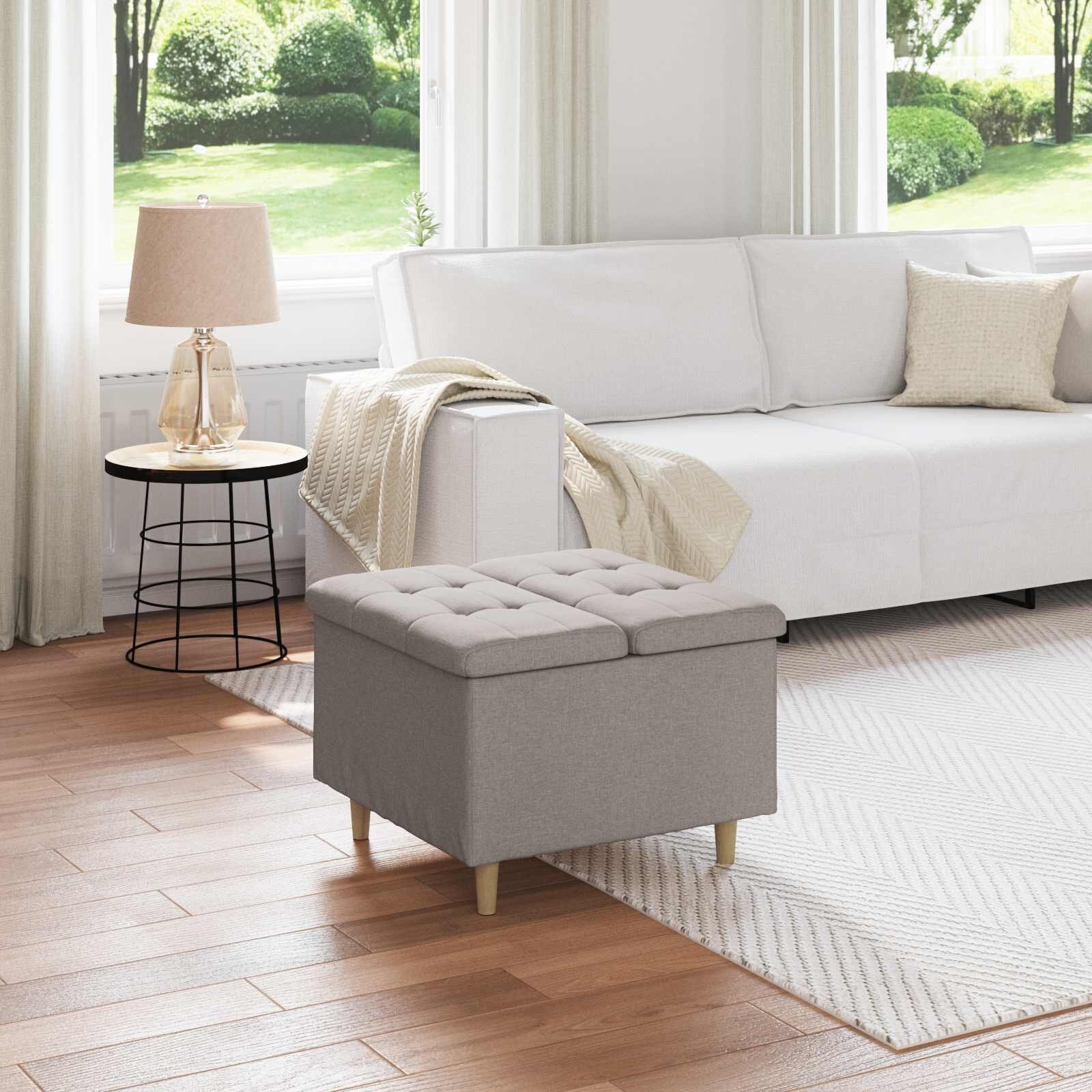 vidaXL О1434томан с място за съхранение Таупе 60 x 60 x 45 cm текстил