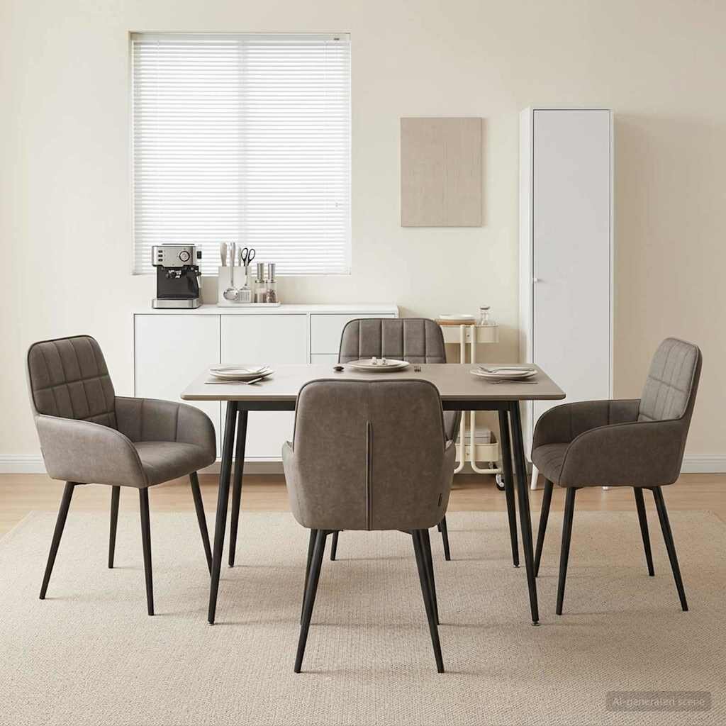 vidaXL Обедени столове 4 бр. Изкуствена кожа Сиво 56.5 x 50 x 85 cm