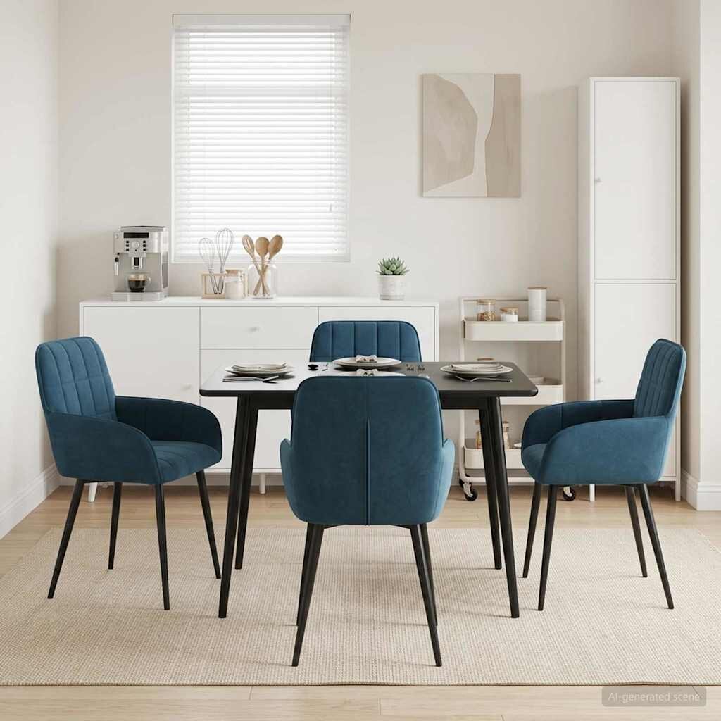 vidaXL Обедени столове 4 бр. Кадифе Синьо 565 x 50 x 85 см