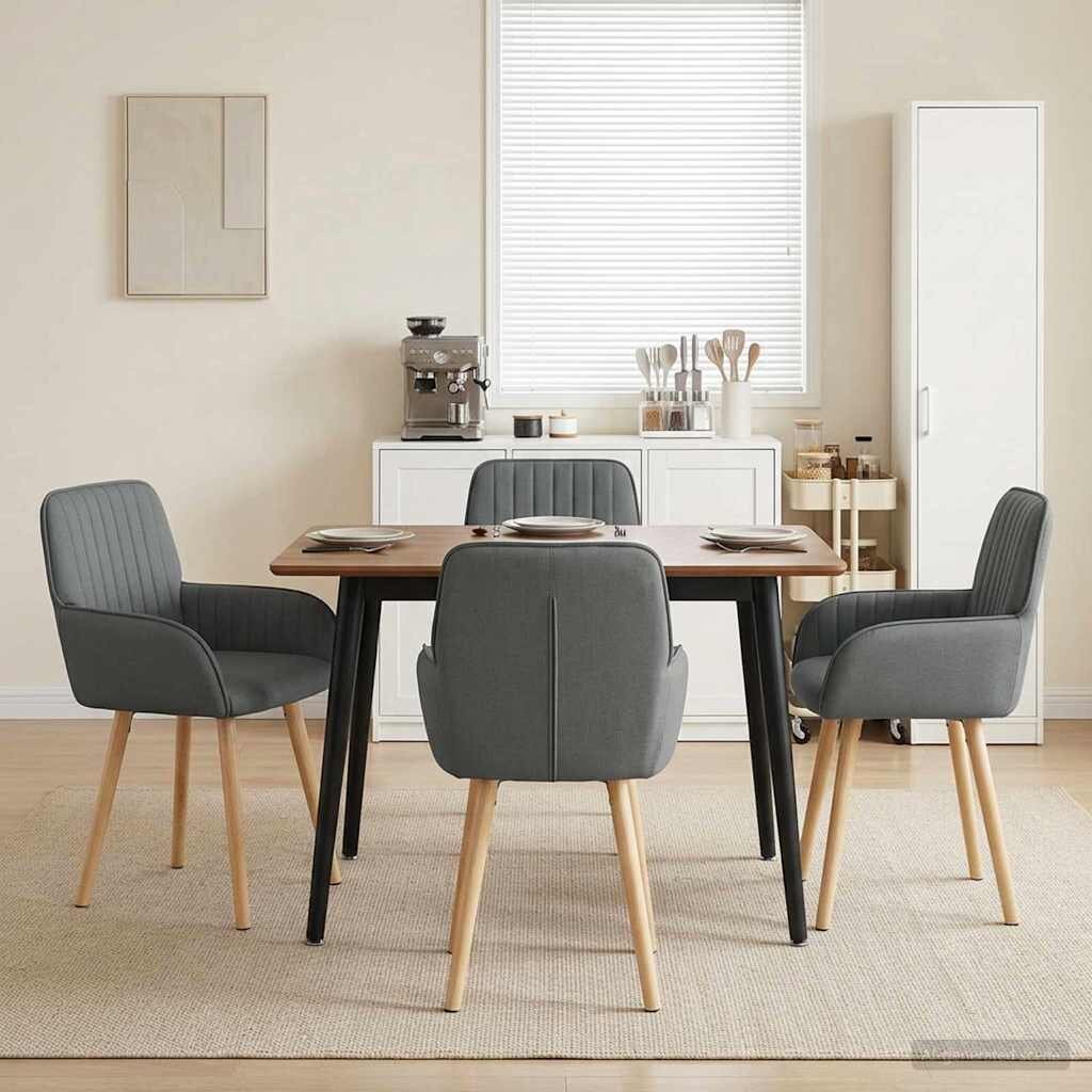 vidaXL Обедени столове 4 бр. Текстил Тъмносиво 565 x 50 x 875 см