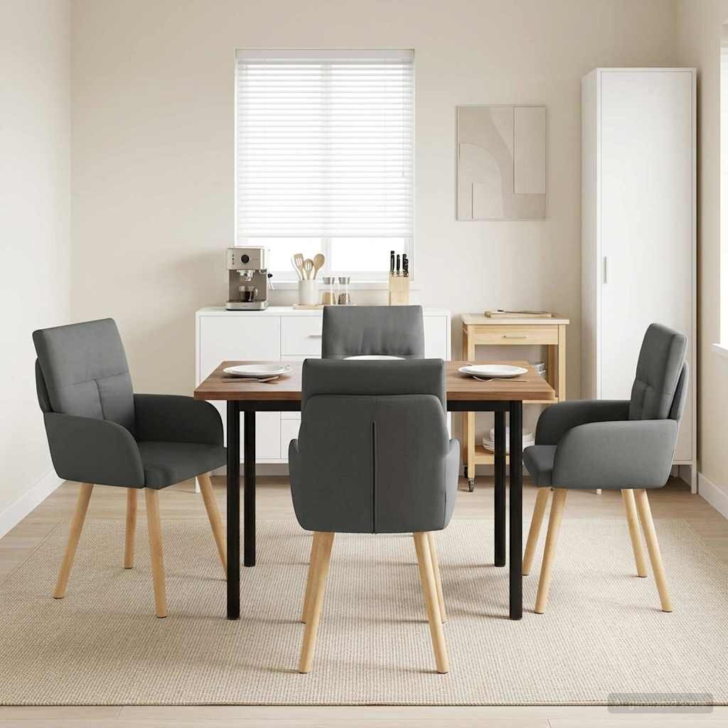 vidaXL Обедени столове 4 бр. Текстил Тъмносиво 60 x 56 x 93 cm