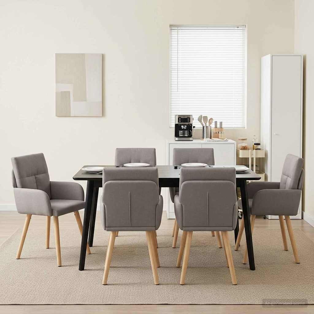 vidaXL Обедени столове 6 бр. Текстил Таупе 60 x 56 x 93 cm