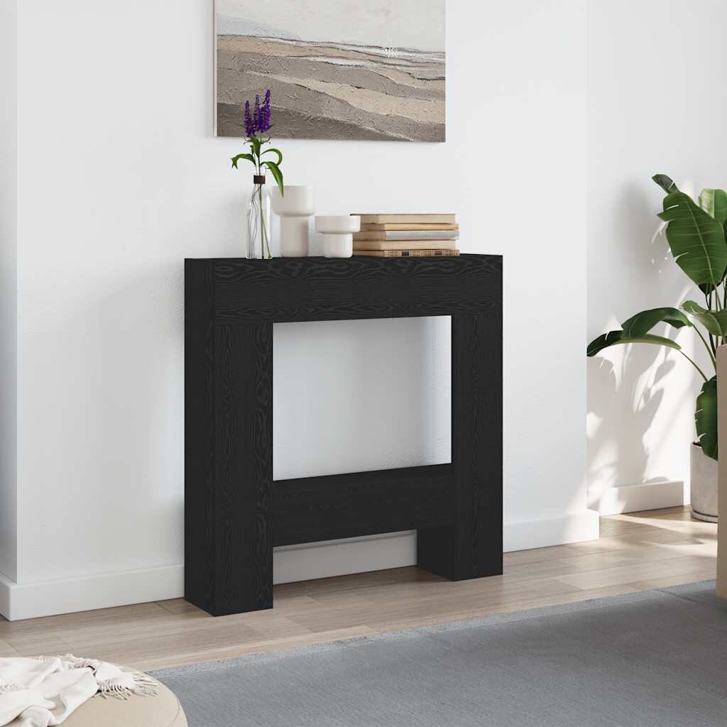 vidaXL Облицовка за камина Черен дъб 81x18x82 см инженерно дърво