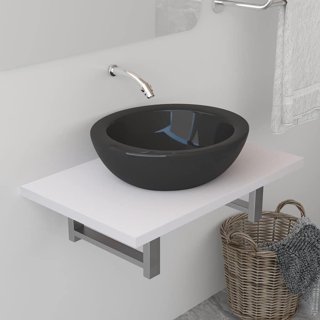 vidaXL Обзавеждане за баня бяло 60x40x163 см