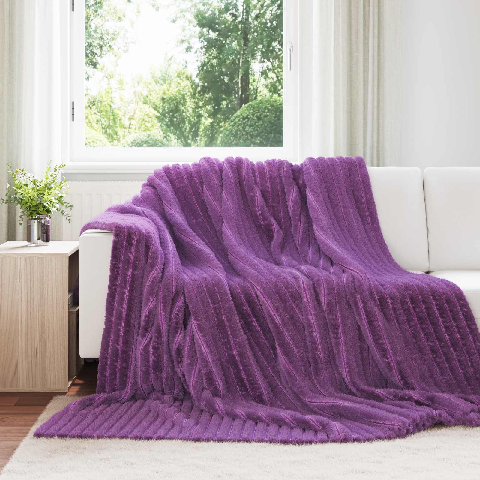 vidaXL Одеала за хвърляне 6 бр. Лилаво 240 x 220 cm 8.76 kg Мека вълна
