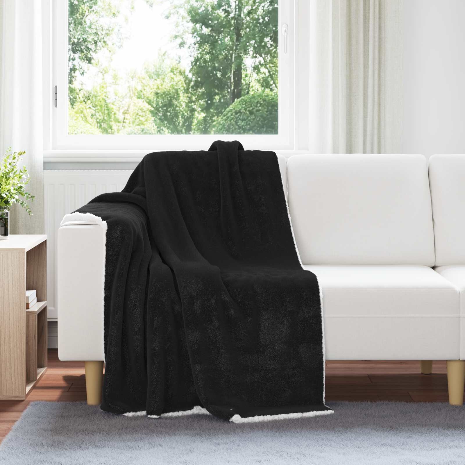 vidaXL Одеяло Черно 130 x 150 cm 1 kg Мека вълна