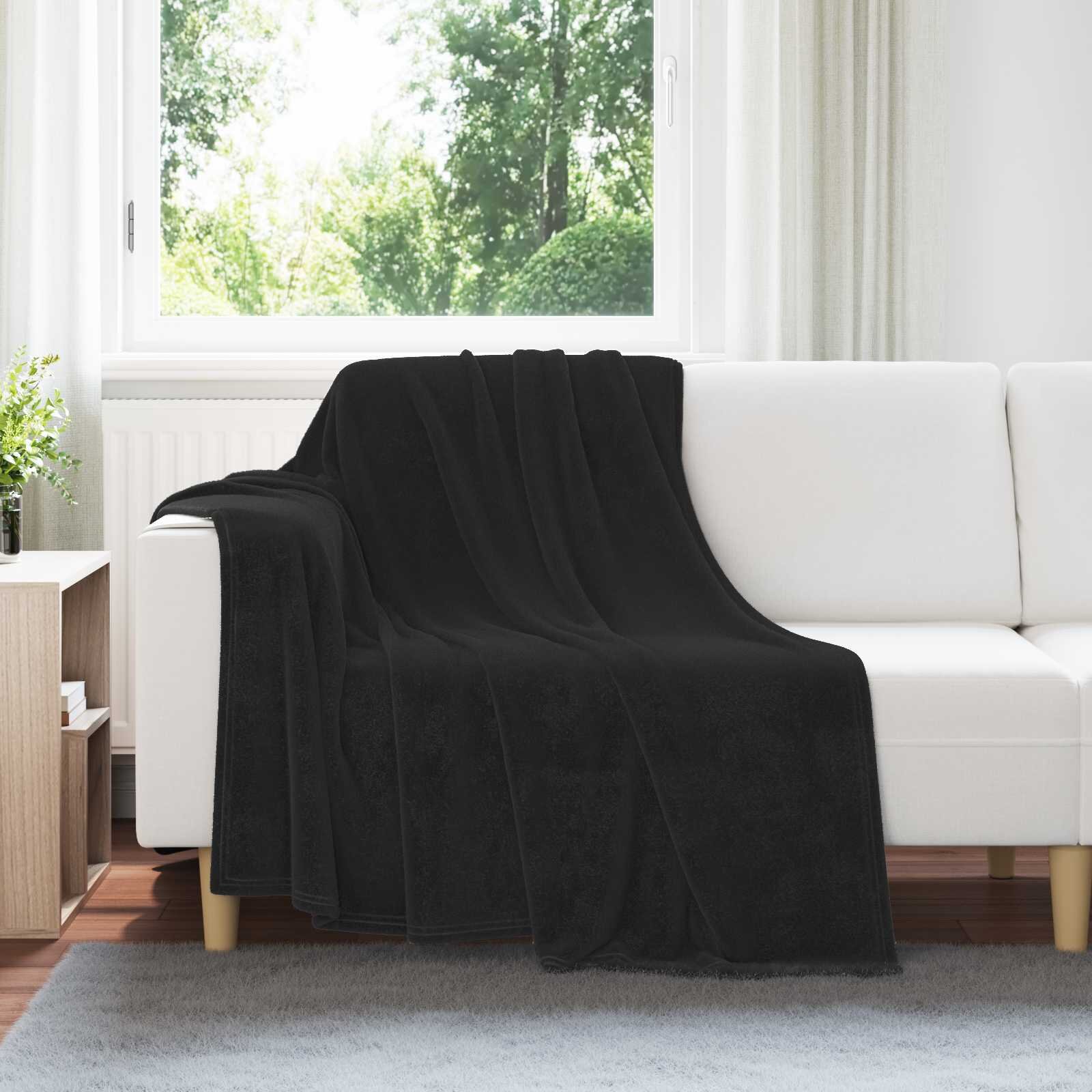 vidaXL Одеяло Черно 150 x 200 cm 0.78 kg Мека вълна
