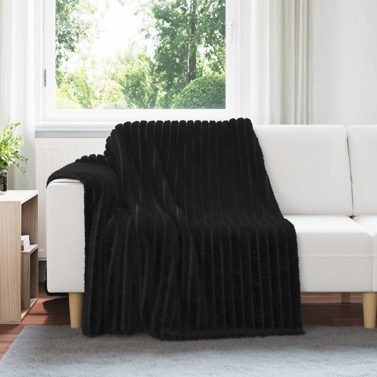 vidaXL Одеяло Черно 200 x 150 cm 0.8 kg Мека вълна