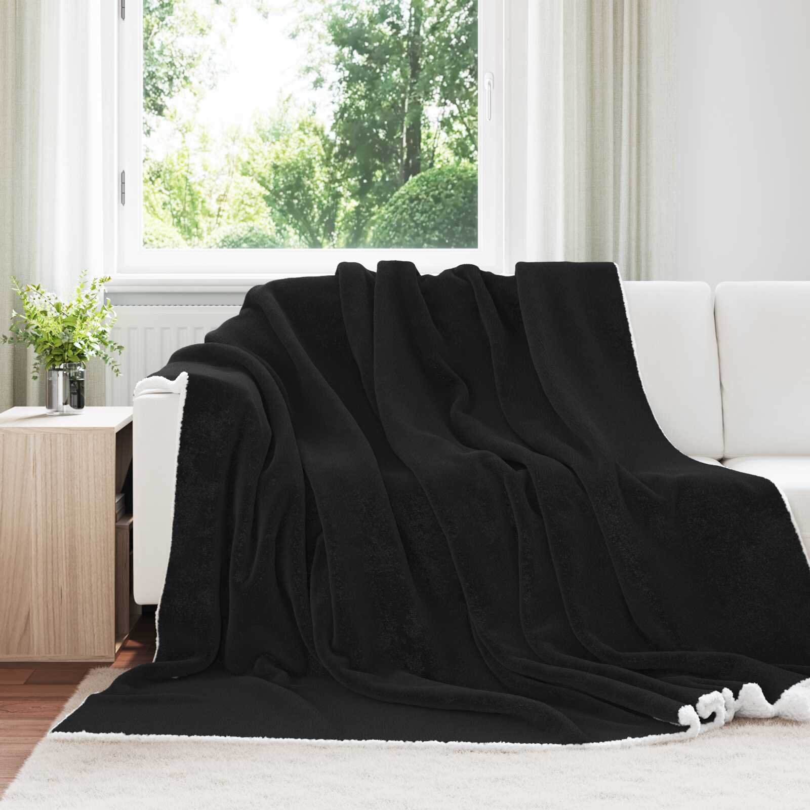 vidaXL Одеяло Черно 220 x 240 cm 2.67 kg Мека вълна