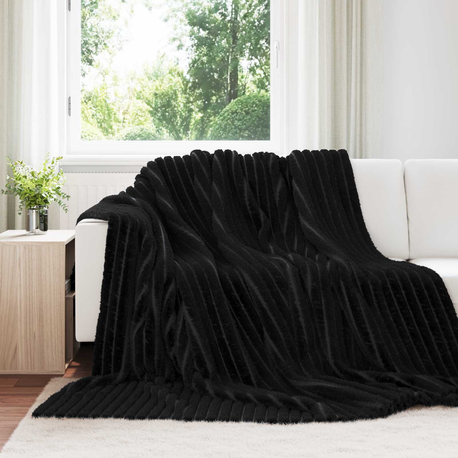 vidaXL Одеяло Черно 240 x 220 cm 1.36 kg Мека вълна
