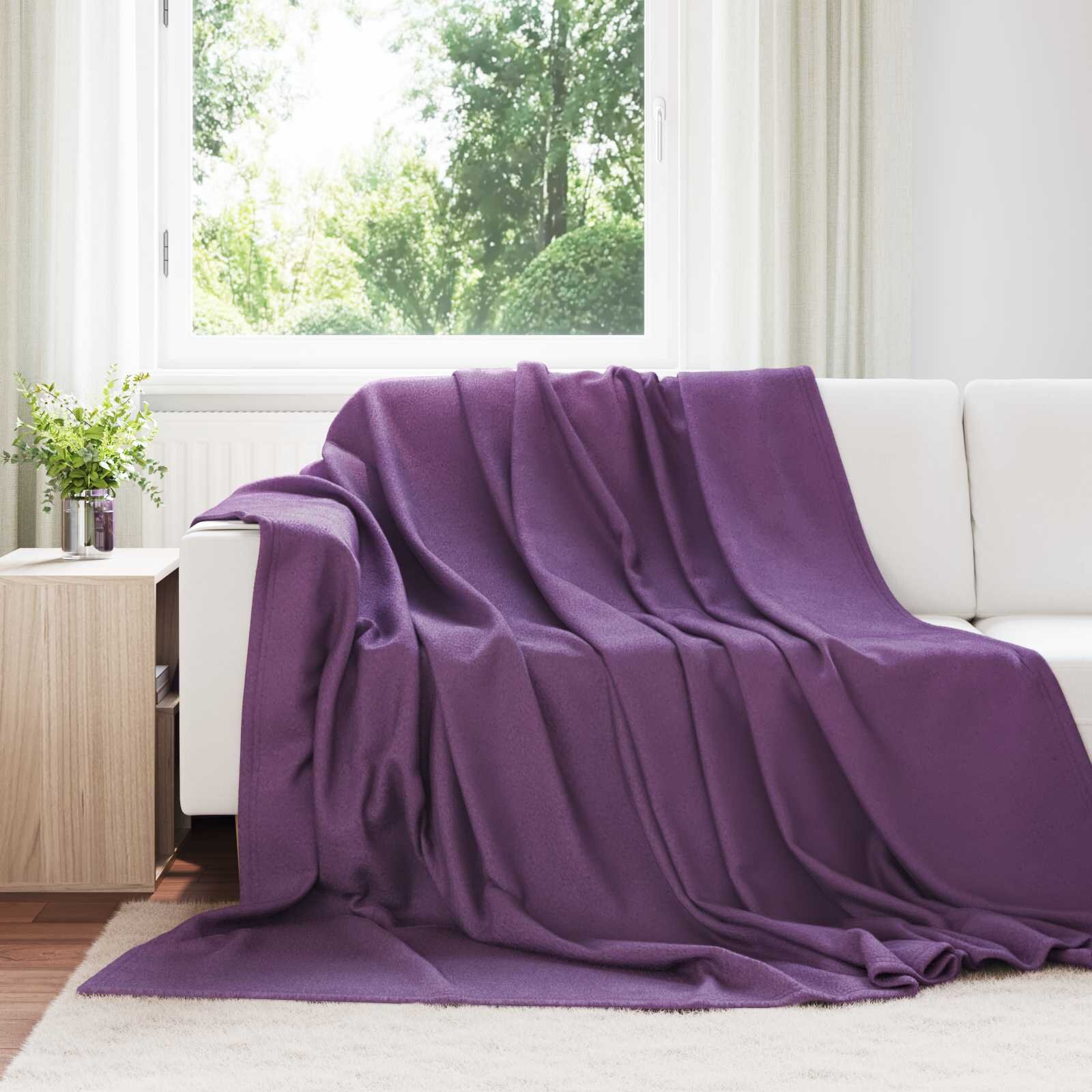 vidaXL Одеяло Лилаво 240 x 220 cm 0.74 kg Мека вълна