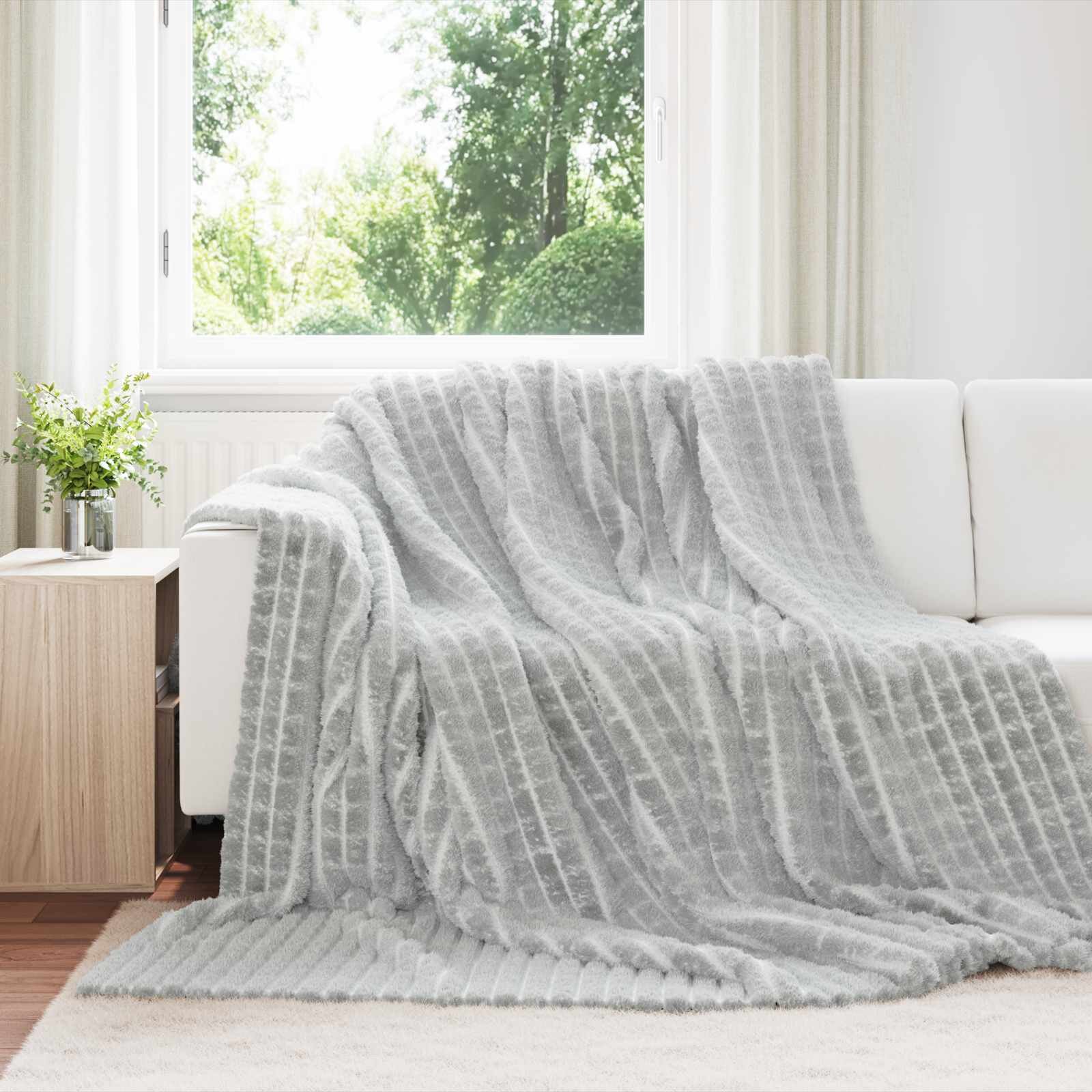 vidaXL Одеяло Сив 240 x 220 cm 1.38 kg Мека вълна