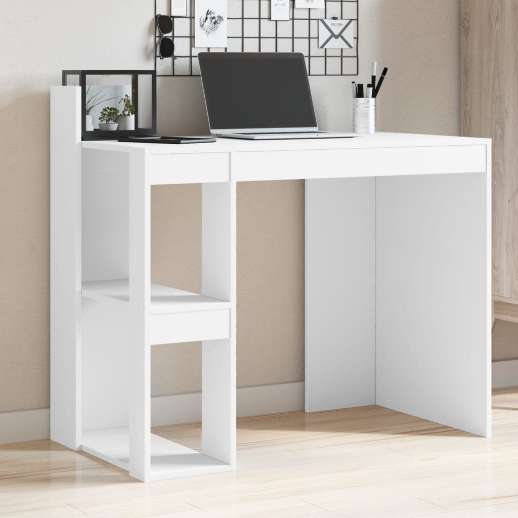 vidaXL Офис бюро бяло 1035x565x94 см инженерно дърво