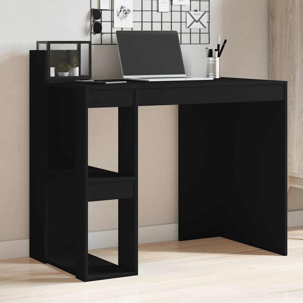 vidaXL Офис бюро черно 1035x565x94 см инженерно дърво