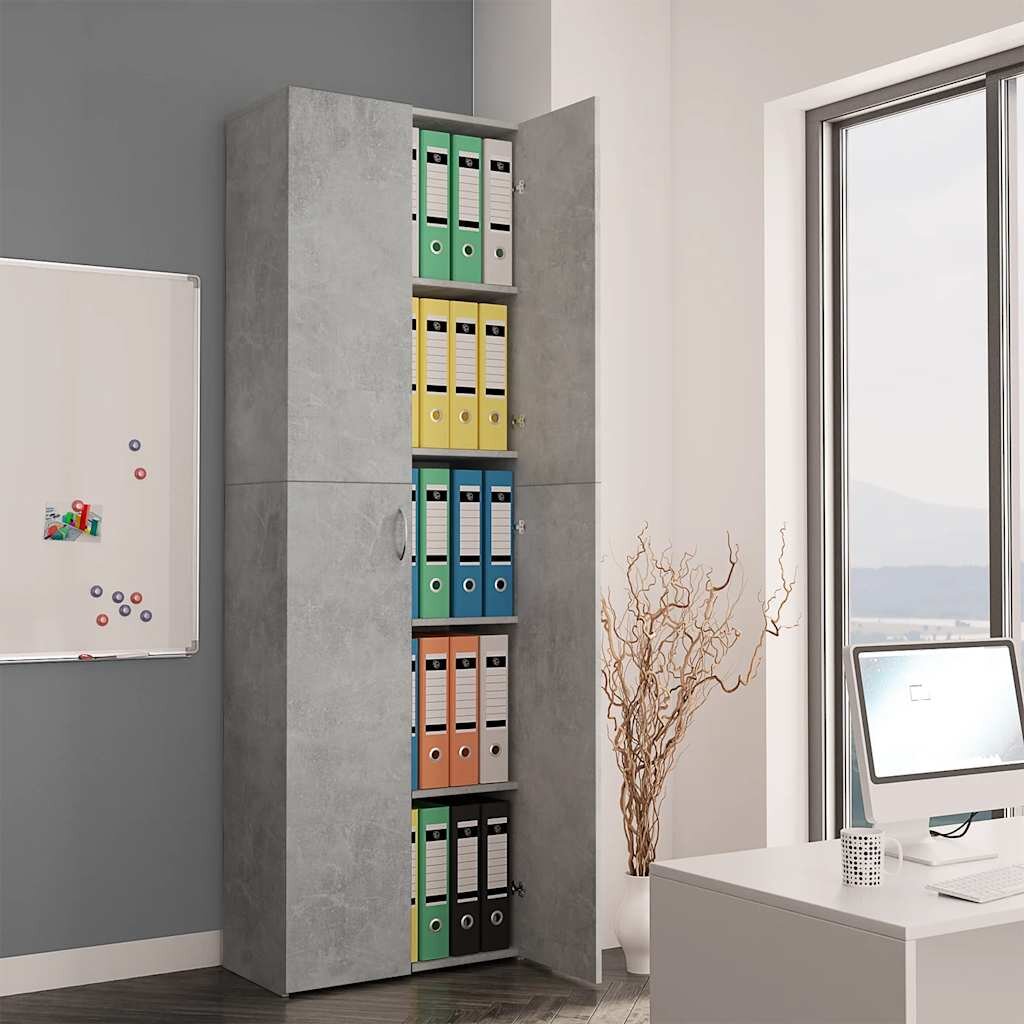 vidaXL Офис шкаф бетонно сив 60x32x190 см инженерно дърво