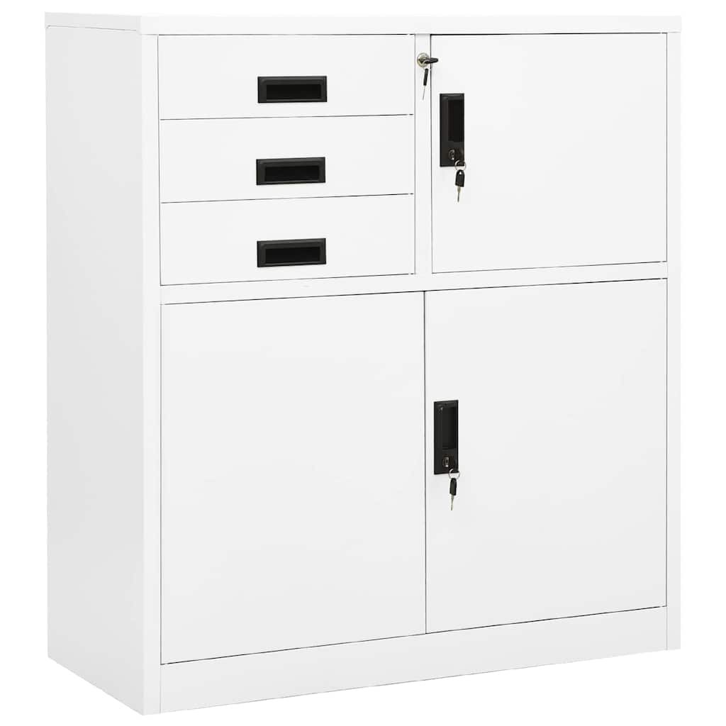 vidaXL Офис шкаф бял 90x40x102 см стомана