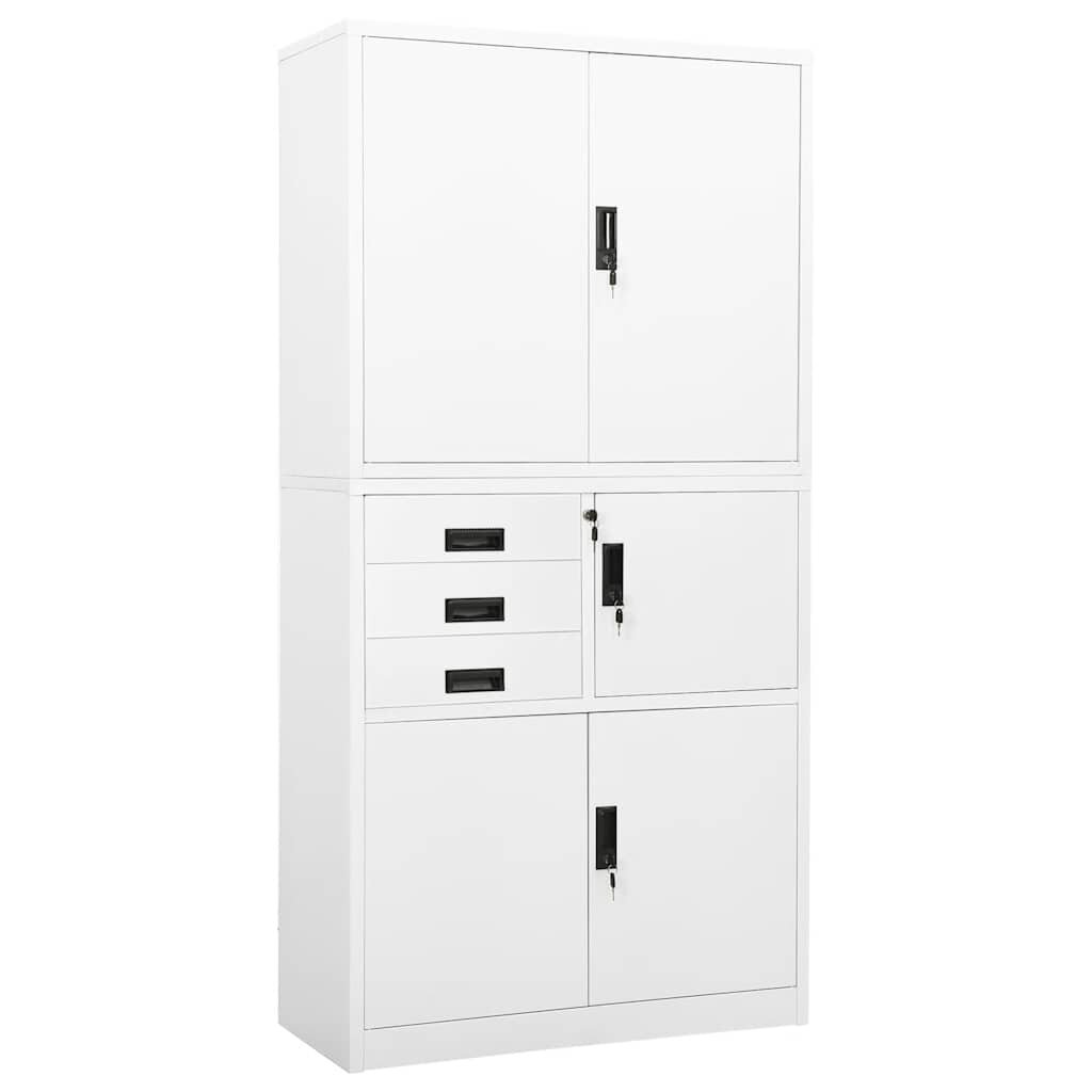 vidaXL Офис шкаф бял 90x40x180 см стомана