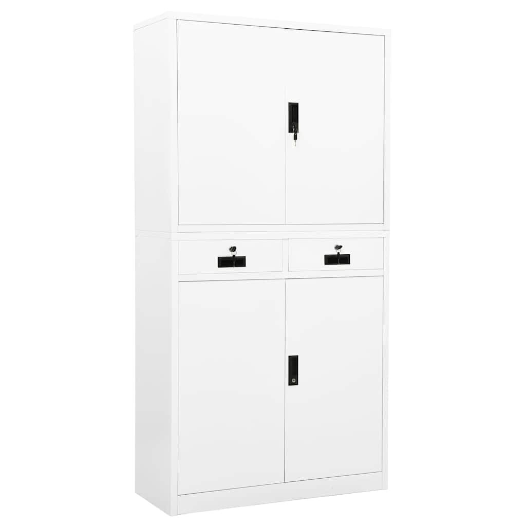 vidaXL Офис шкаф бял 90x40x180 см стомана