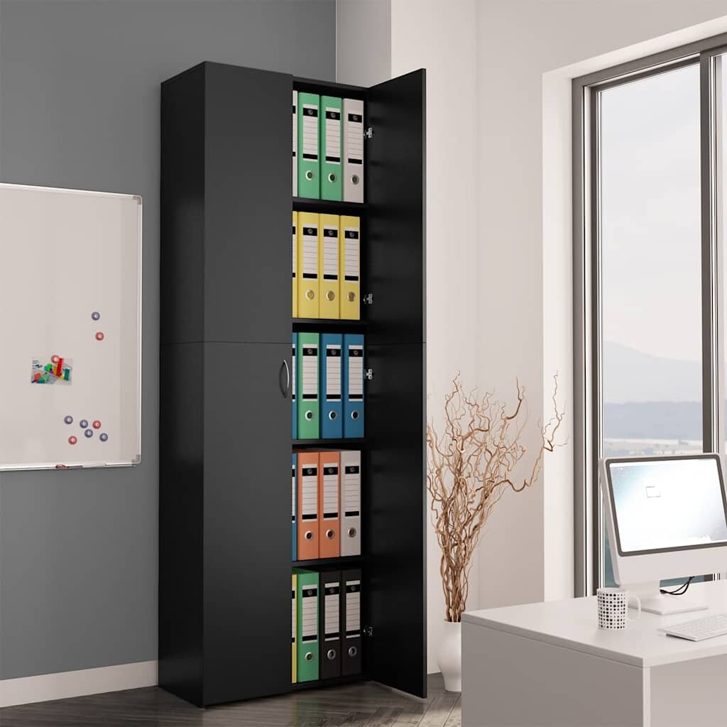 vidaXL Офис шкаф черен 60x32x190 см инженерно дърво