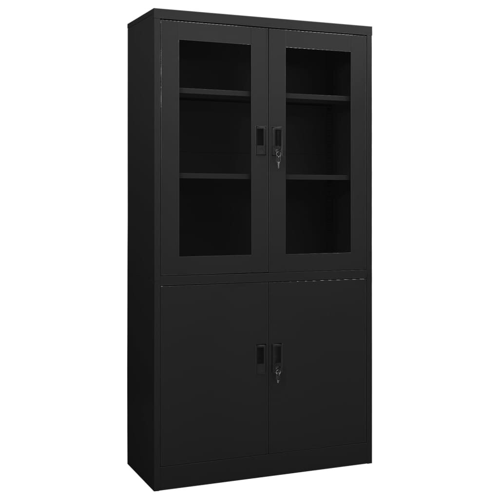 vidaXL Офис шкаф черен 90x40x180 см стомана