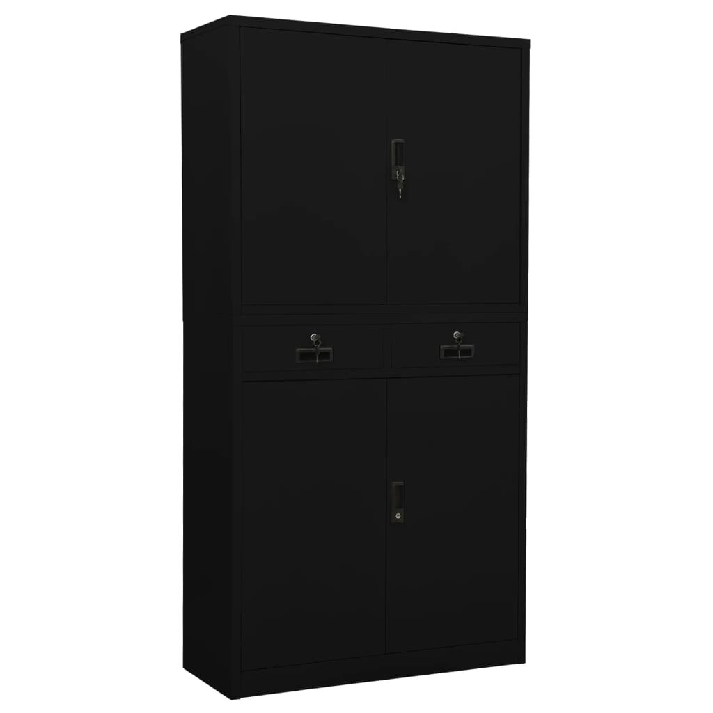 vidaXL Офис шкаф черен 90x40x180 см стомана