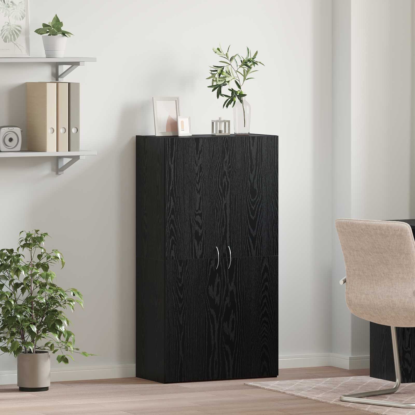 vidaXL Офис шкаф Черен дъб 60 x 32 x 115 cm Инженерна дървесина