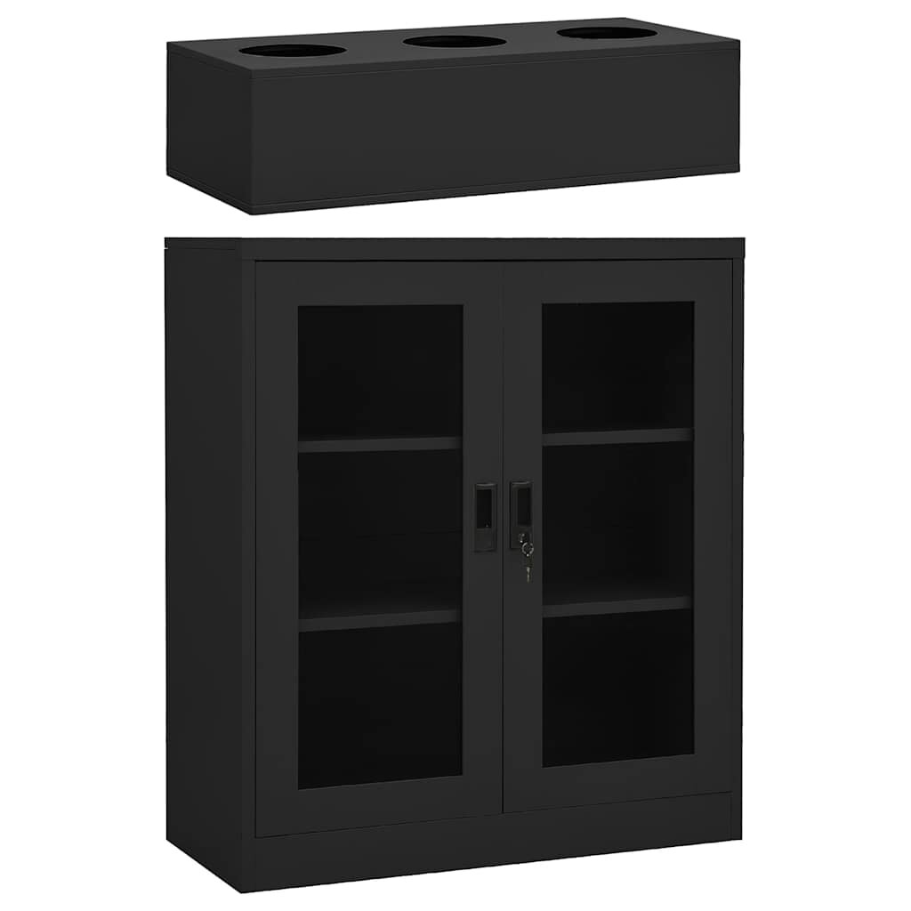 vidaXL Офис шкаф с плантер антрацит 90x40x128 см стомана