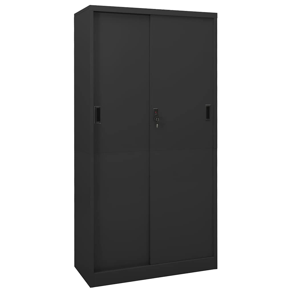 vidaXL Офис шкаф с плъзгаща се врата антрацит 90x40x180 см стомана